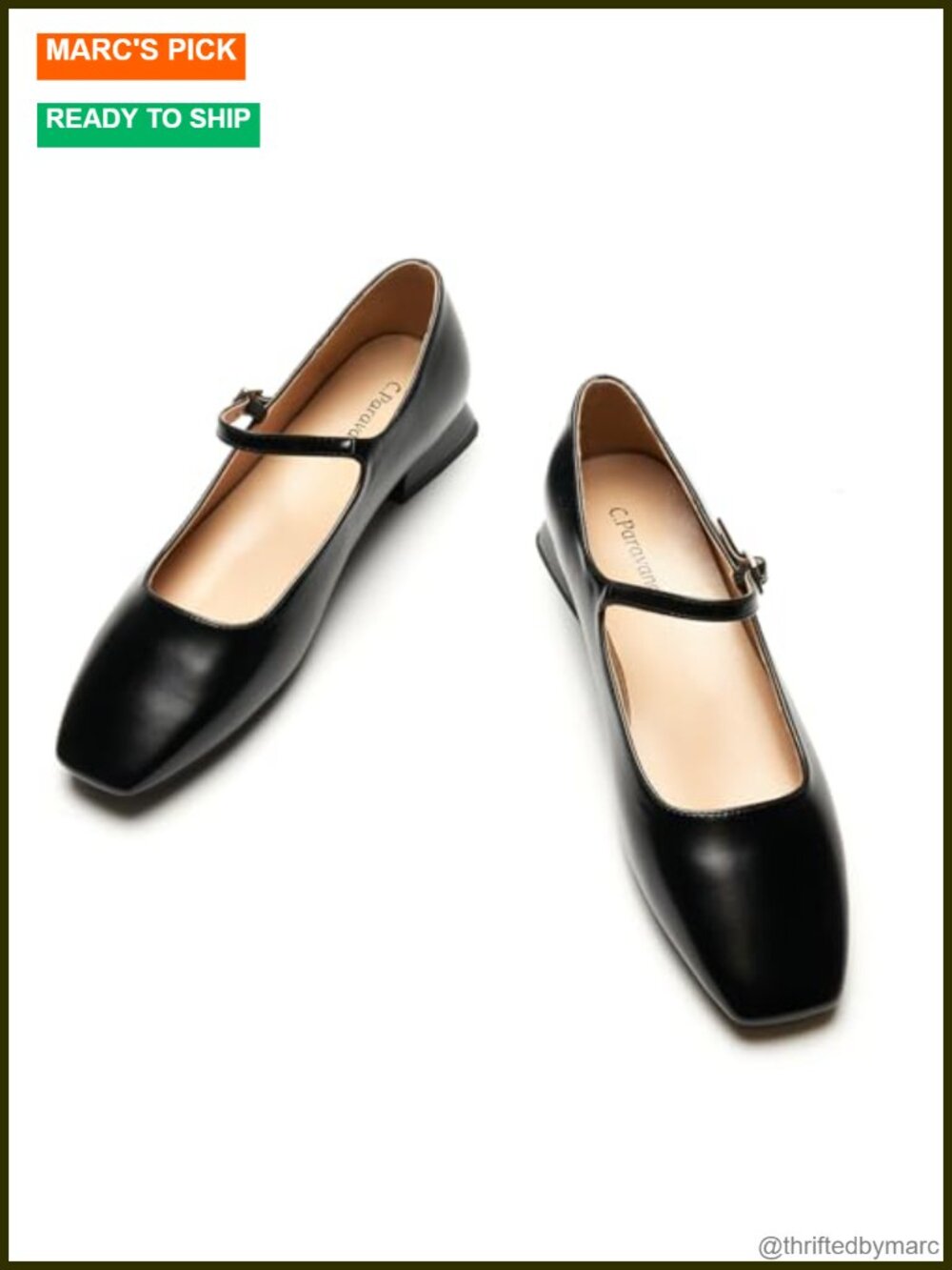 Mary Jane Dressy Ballet Flats Square Toe Leather Memory Foam Comfort